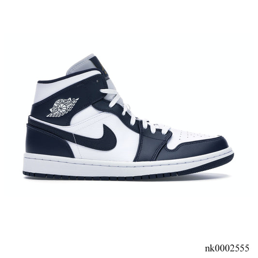 AJ 1 Mid White Metallic Gold Obsidian Shoes Sneakers - nk0002555 image 0