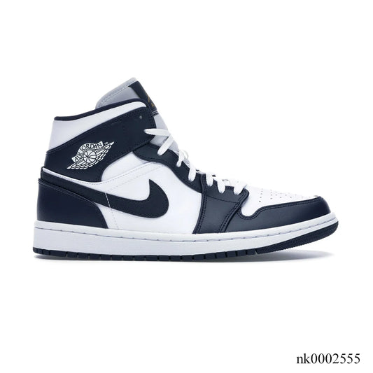 AJ 1 Mid White Metallic Gold Obsidian Shoes Sneakers - nk0002555 image 0