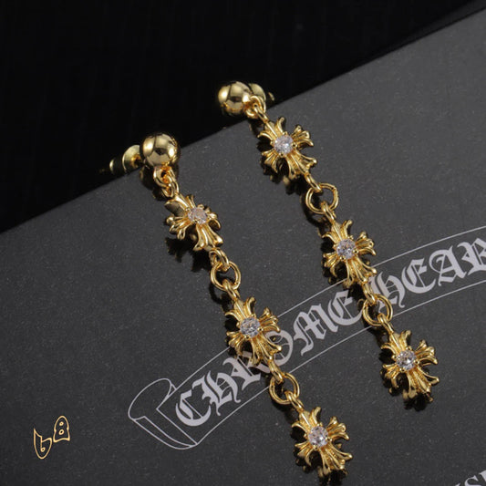 CH Cross Flower Charm Earrings - CH0159 image 0