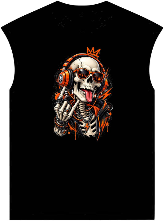 Neon Skull DJ Unisex Garment-Dyed Muscle Tee image 0