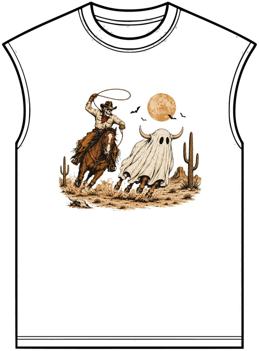 Halloween Cowboy Unisex Garment-Dyed Muscle Tee image 0
