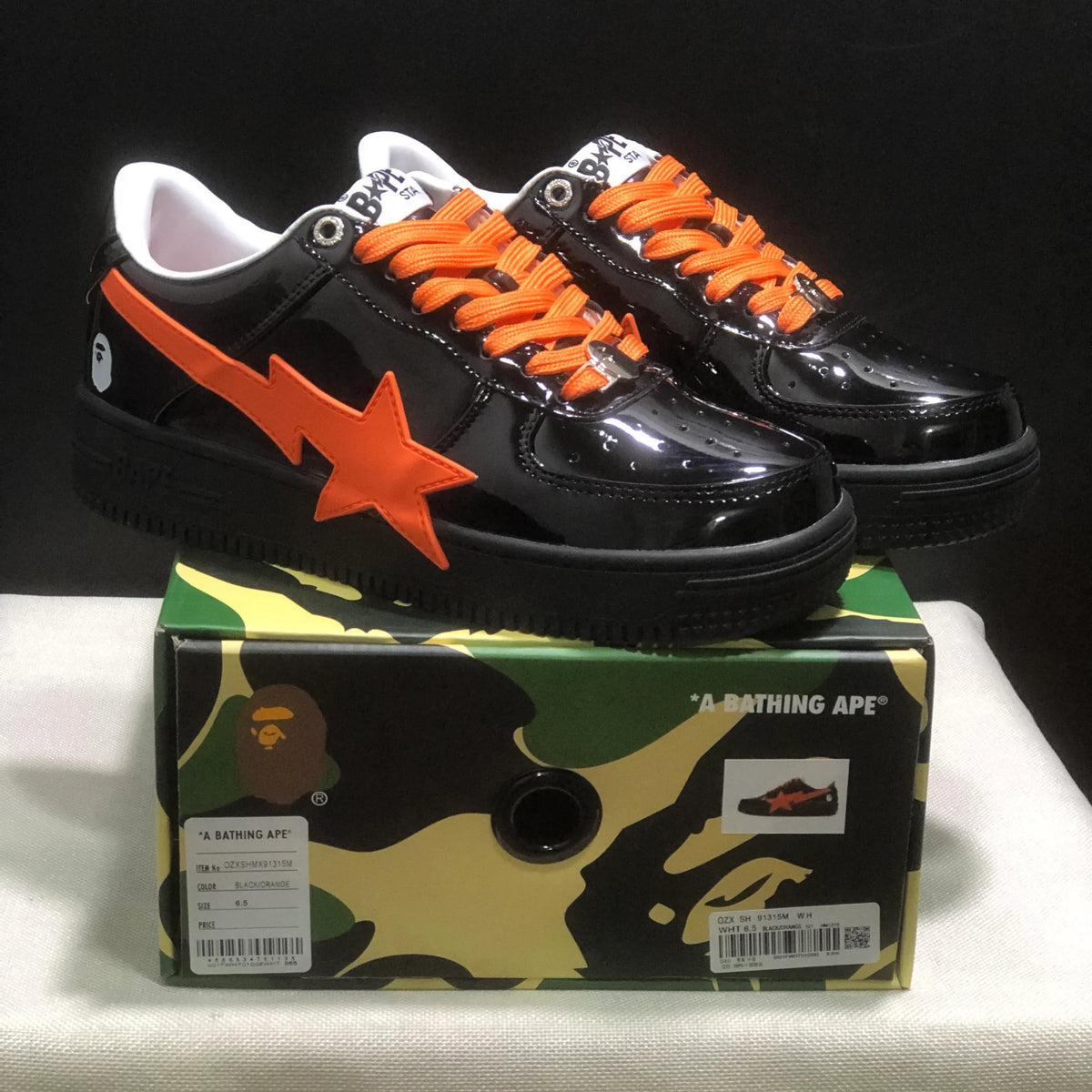 A Bathing Ape Bape Sta OS Feature Exclusive M2 Black Orange Shoes Sneakers - nk0005512 image 5