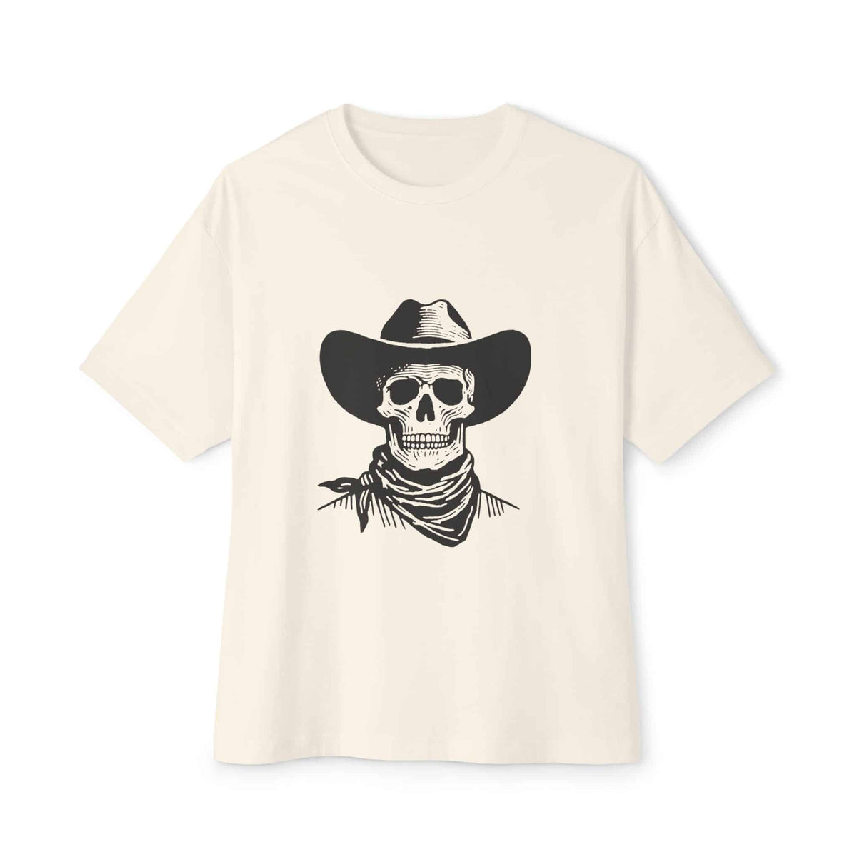 Outlaw Skull Unisex Oversized Boxy Tee - Natural, 2XL image