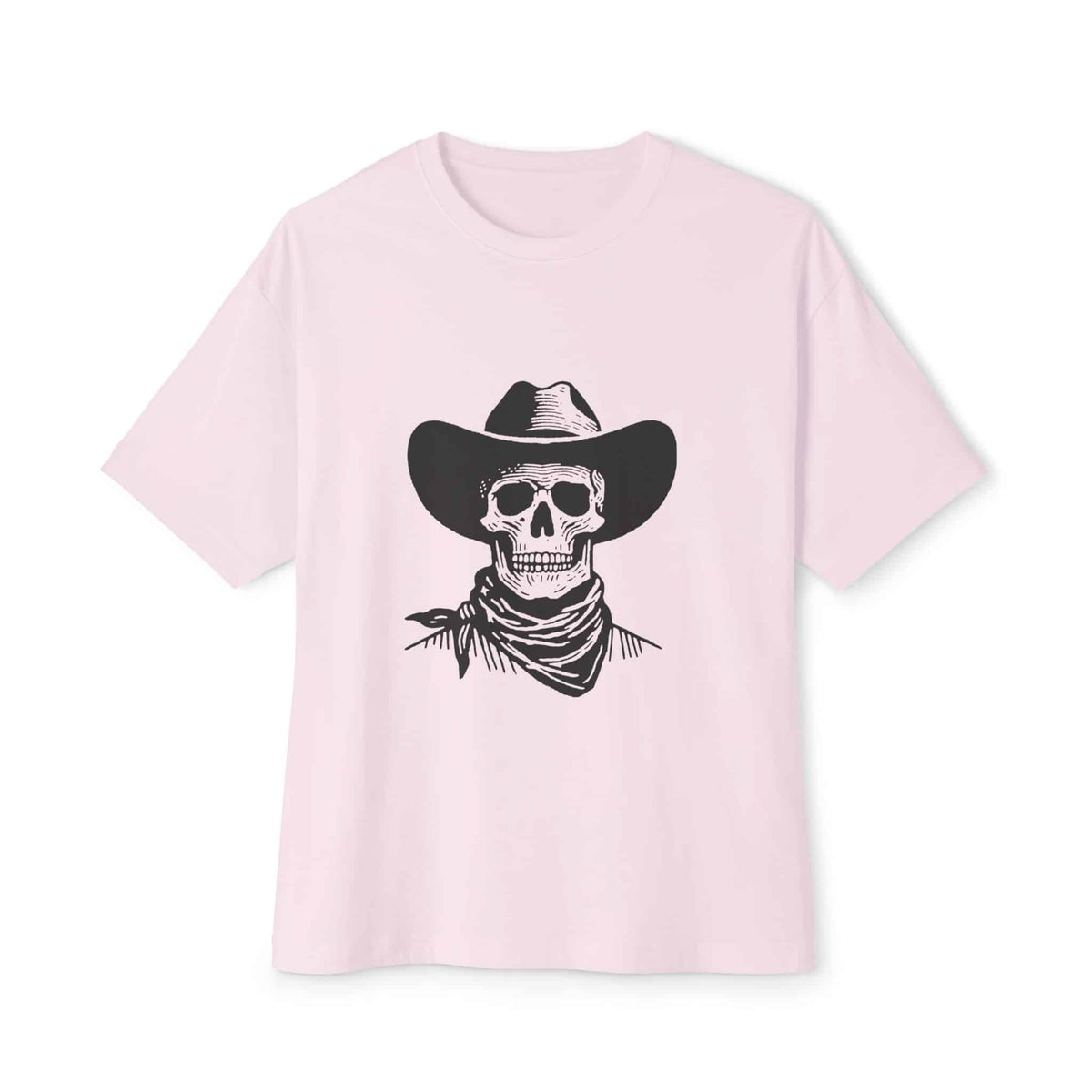 Outlaw Skull Unisex Oversized Boxy Tee - Soft Pink, 3XL image