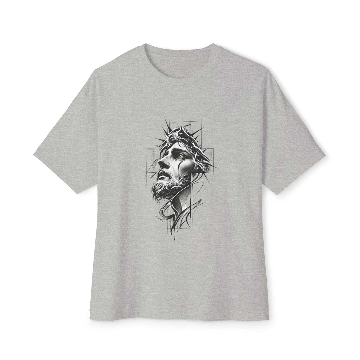 Crown of Faith 1 Unisex Oversized Boxy Tee - Athletic Heather, M image