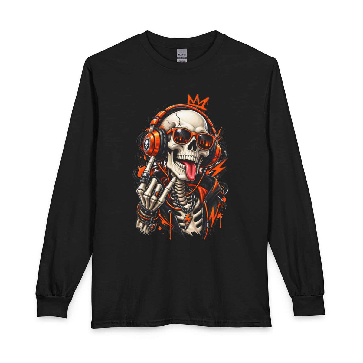 Neon Skull DJ Long Sleeve T-Shirt image 0