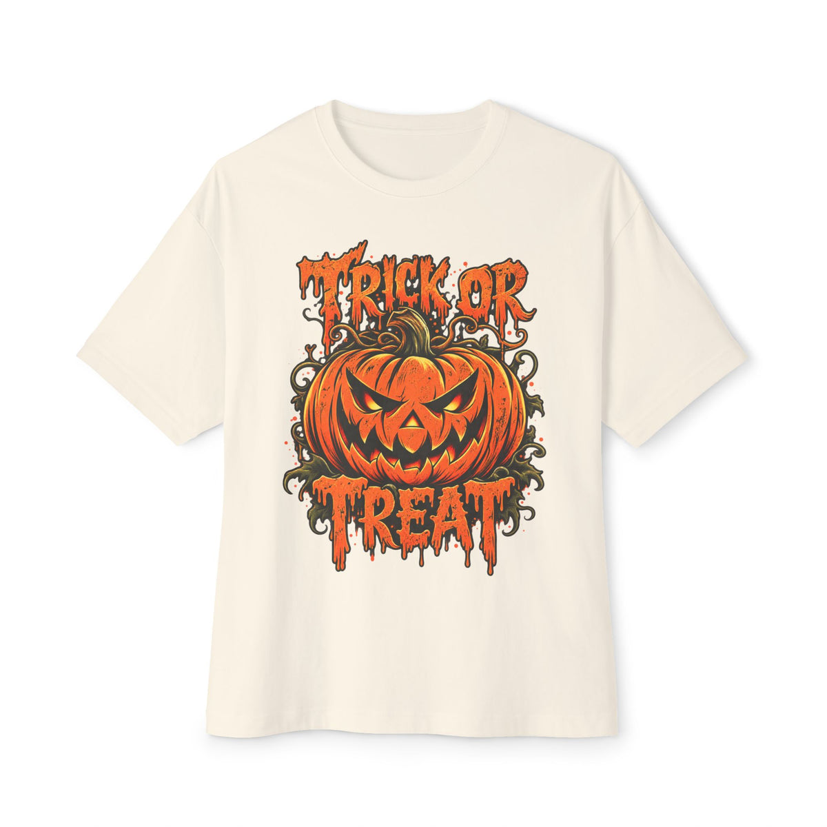 Trick or Treat Unisex Oversized Boxy Tee - Natural, XS image