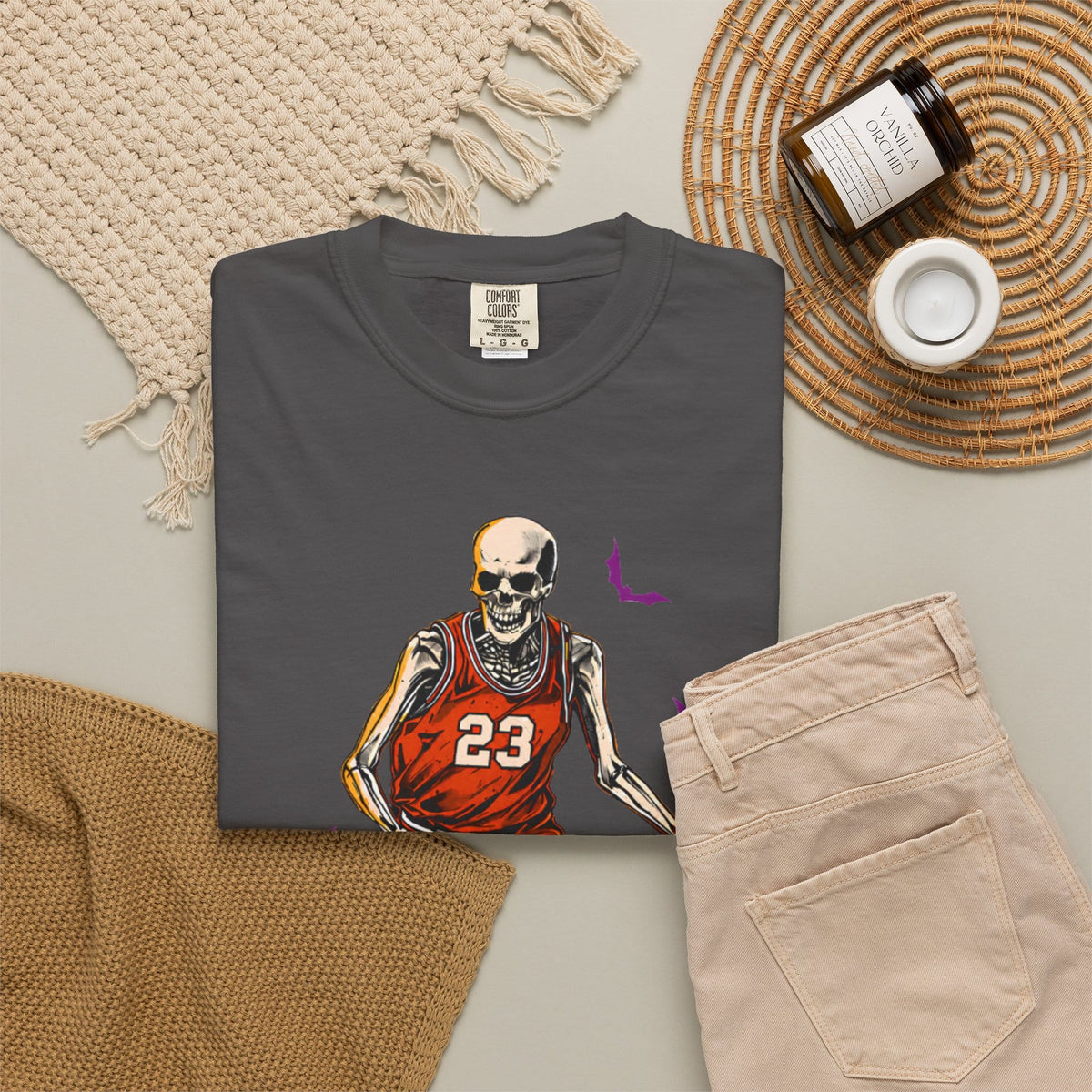 Halloween Basketball Unisex Garment-Dyed T-shirt image 75