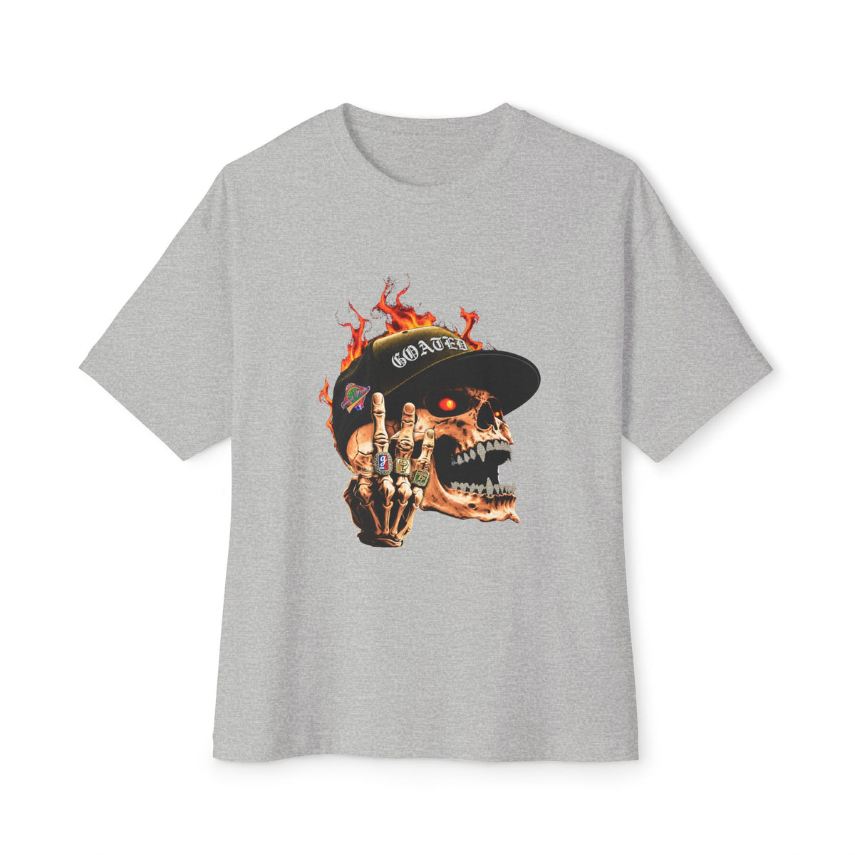GOATED Skull Unisex Oversized Boxy Tee - Athletic Heather, XL image