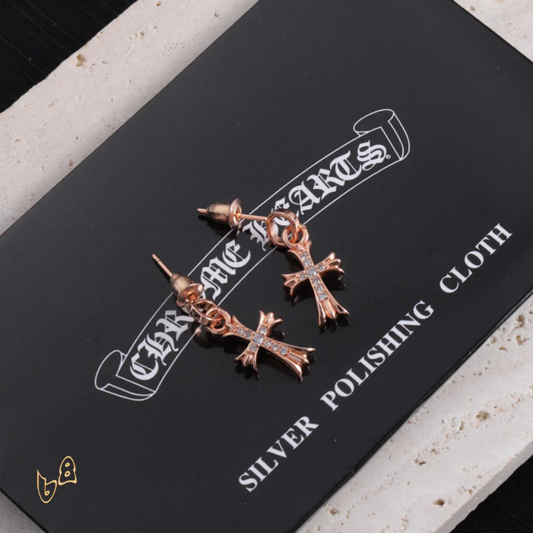 CH Cross Earrings - CH0150 - Rose Gold image