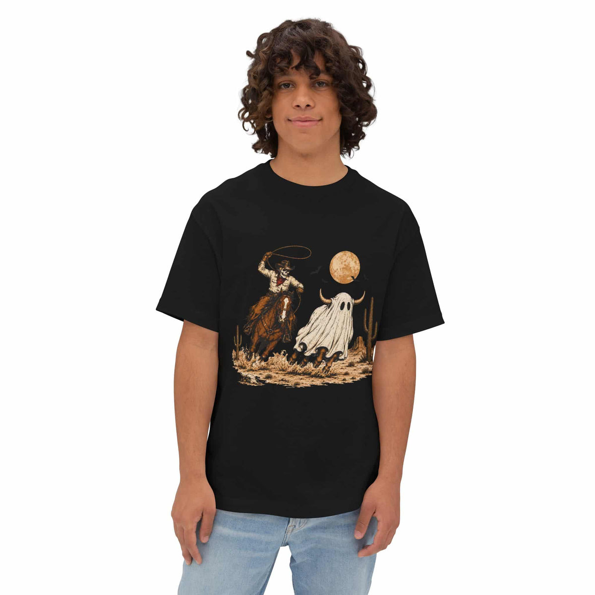 Halloween Cowboy Unisex Oversized Boxy Tee image 9