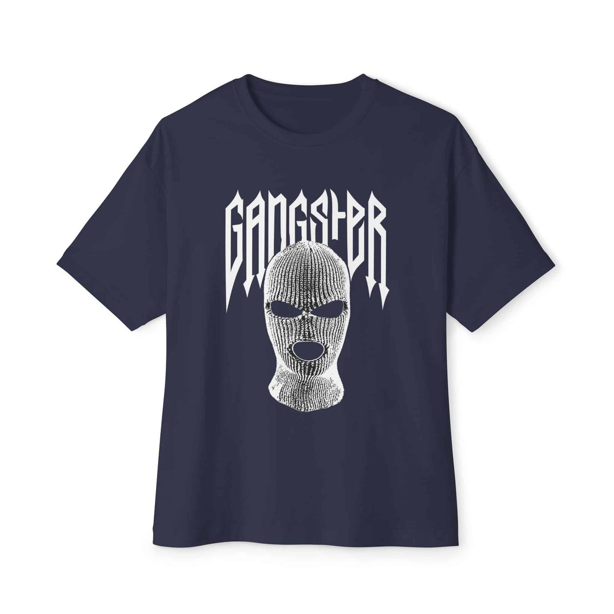 Gangster Mask Unisex Oversized Boxy Tee - Navy, 2XL image