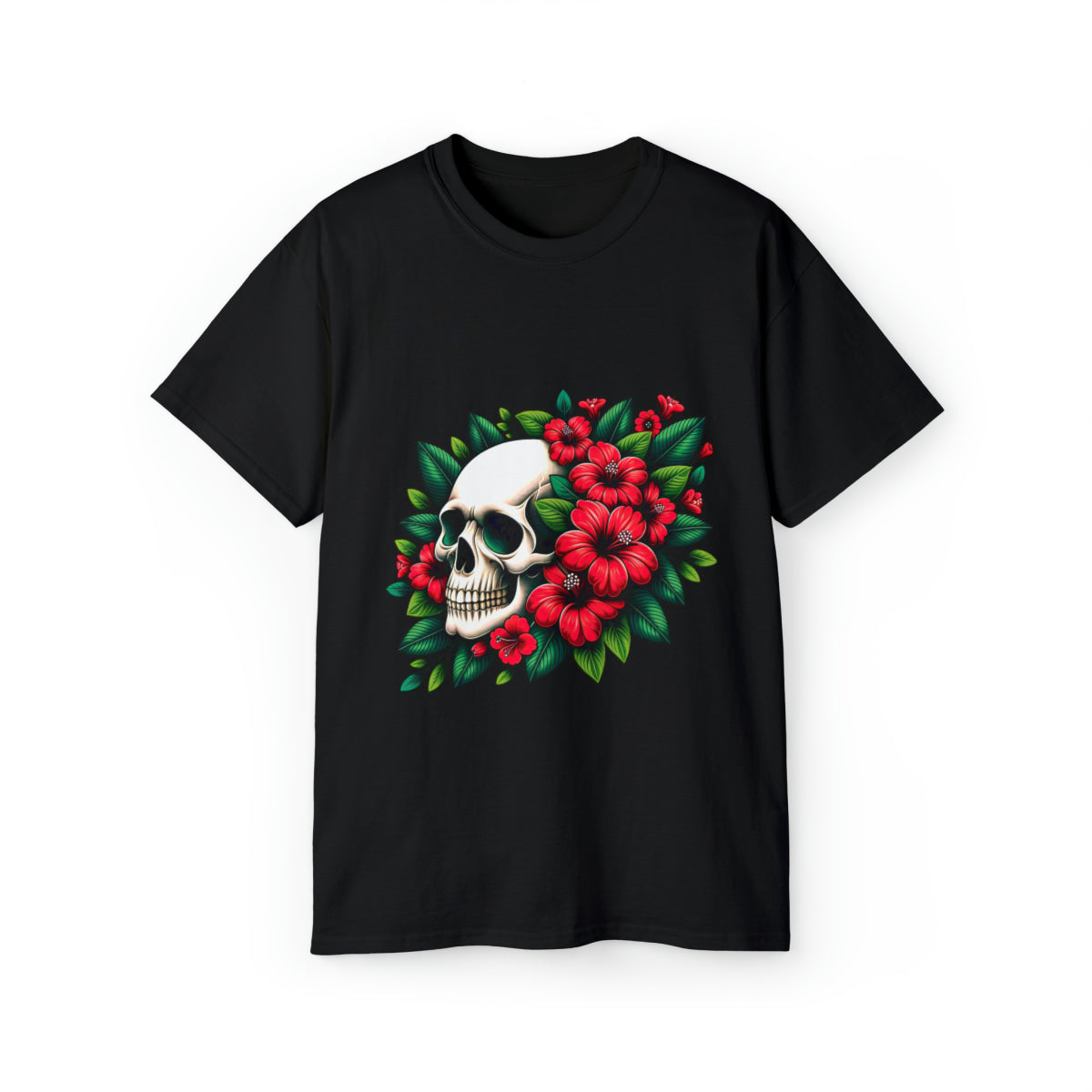 Flower Skull T-Shirt - Black, XL image