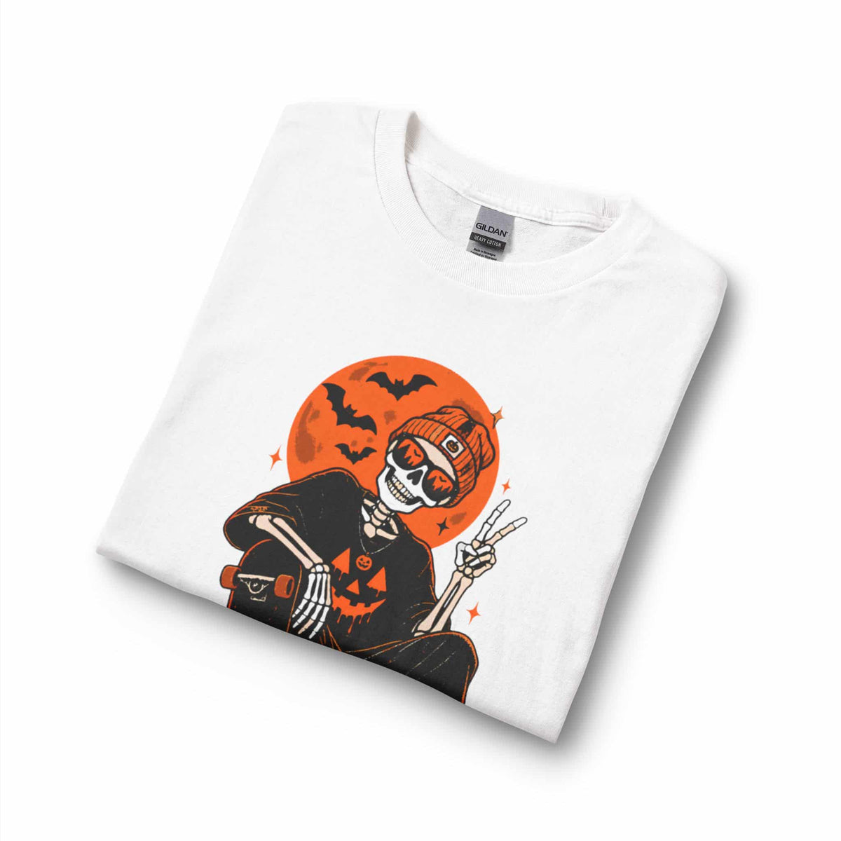 Retro Skater Skeleton Halloween Long Sleeve T-Shirt image 6