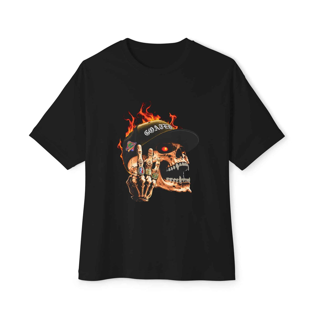 GOATED Skull Unisex Oversized Boxy Tee - Black, L image