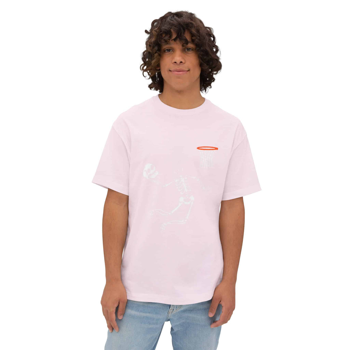 Halloween Basketball Skeleton Unisex Oversized Boxy Tee image 12
