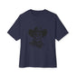 Outlaw Skull Unisex Oversized Boxy Tee - Navy, XS image
