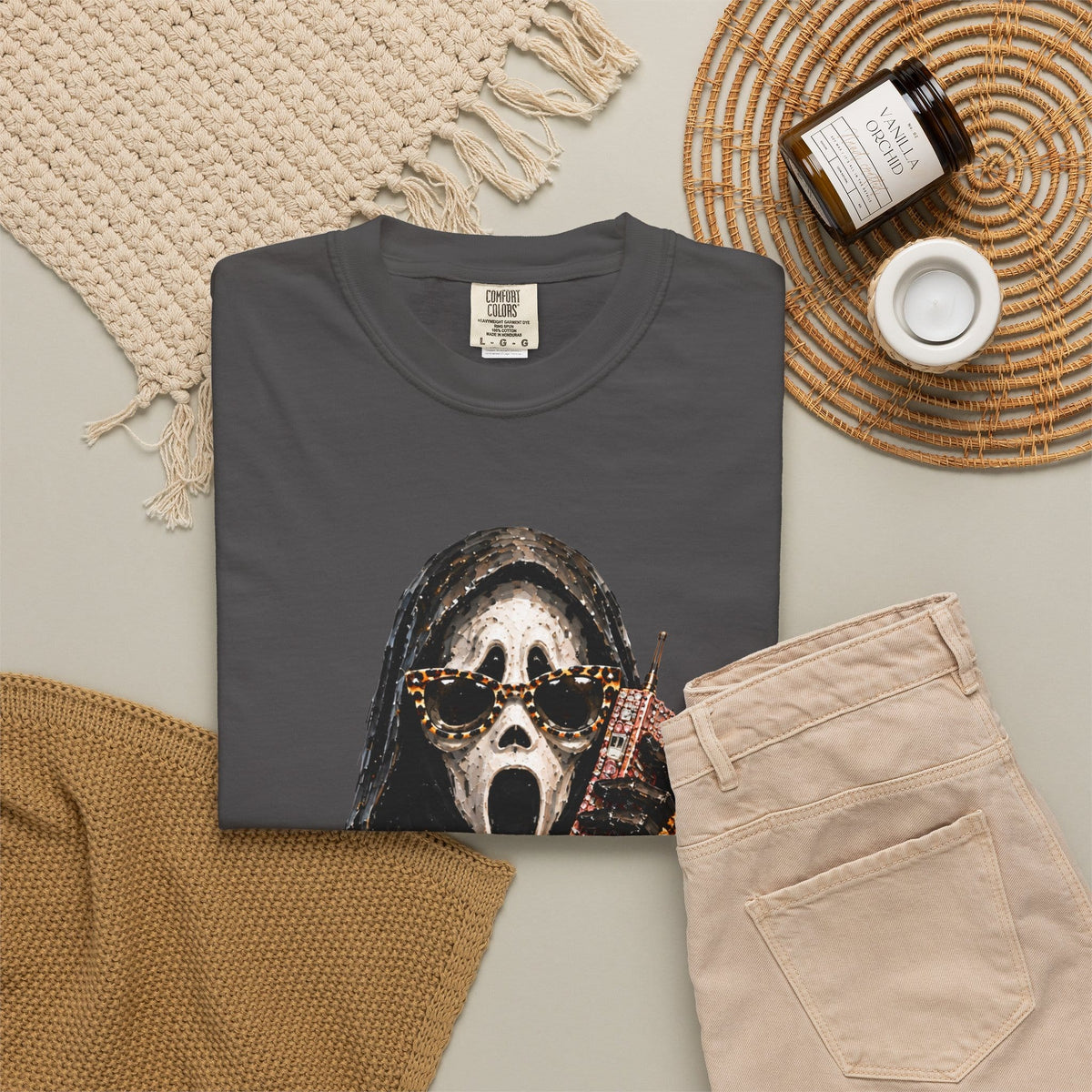 Halloween Ghostface Unisex Garment-Dyed T-shirt image 87