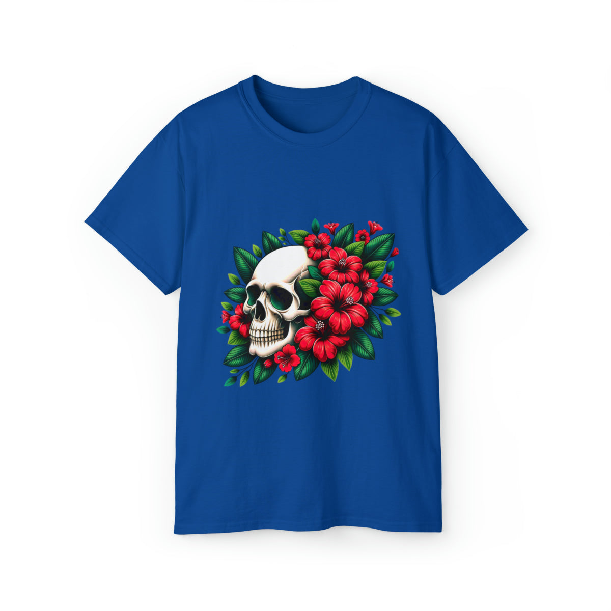Flower Skull T-Shirt - Royal, M image