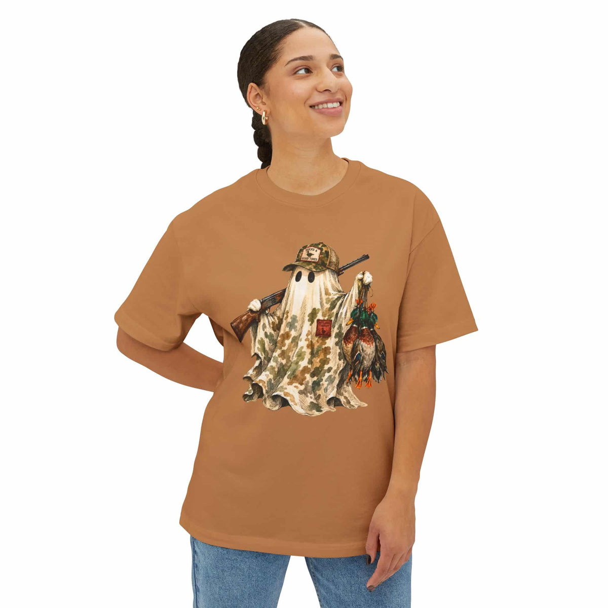 Hunting Season Spooky Camo Mallards Unisex Oversized Boxy Tee image 17