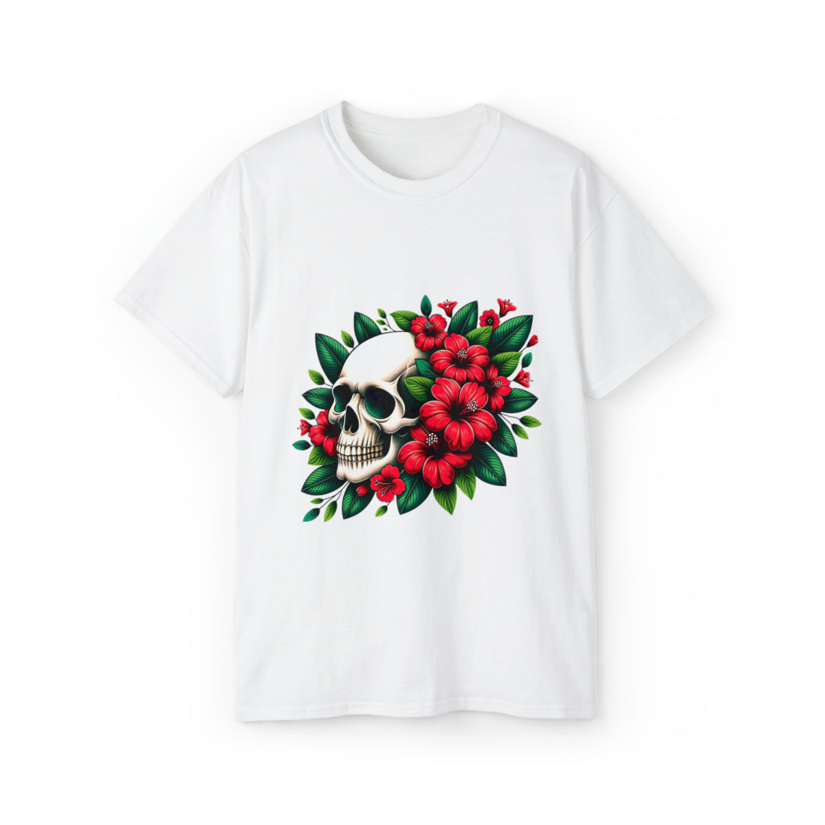 Flower Skull T-Shirt - White, M image
