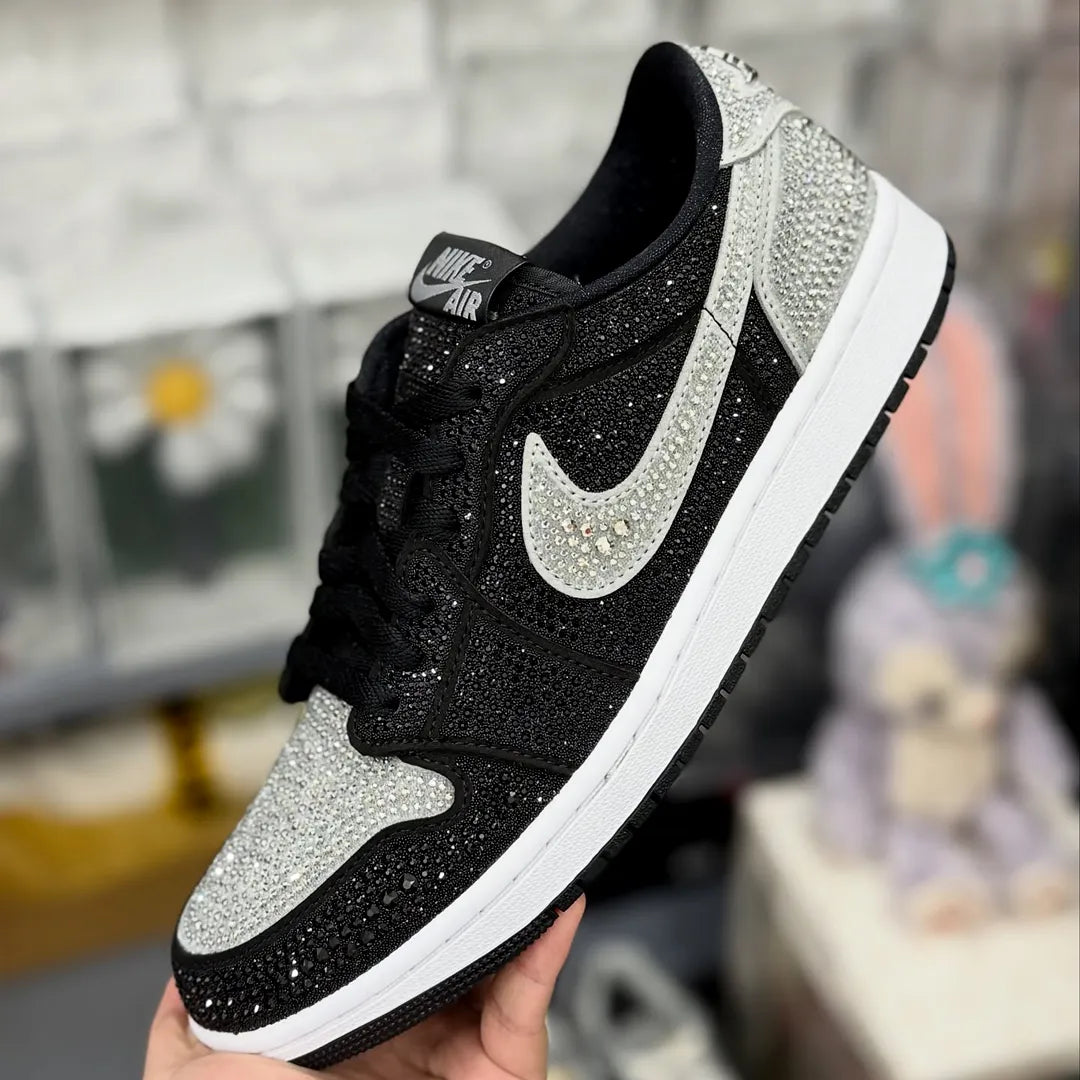 [Premium] Swarovski x AJ 1 Low OG Stealth/Crystal Shoes Sneakers – nk0004733 image 7