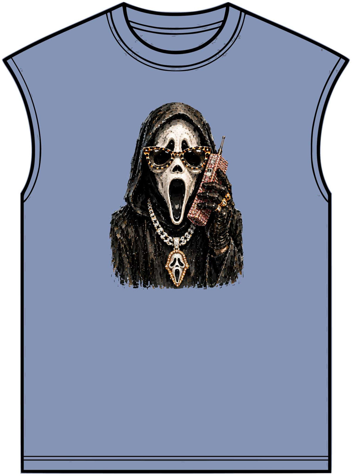 Halloween Ghostface Unisex Garment-Dyed Muscle Tee image 8