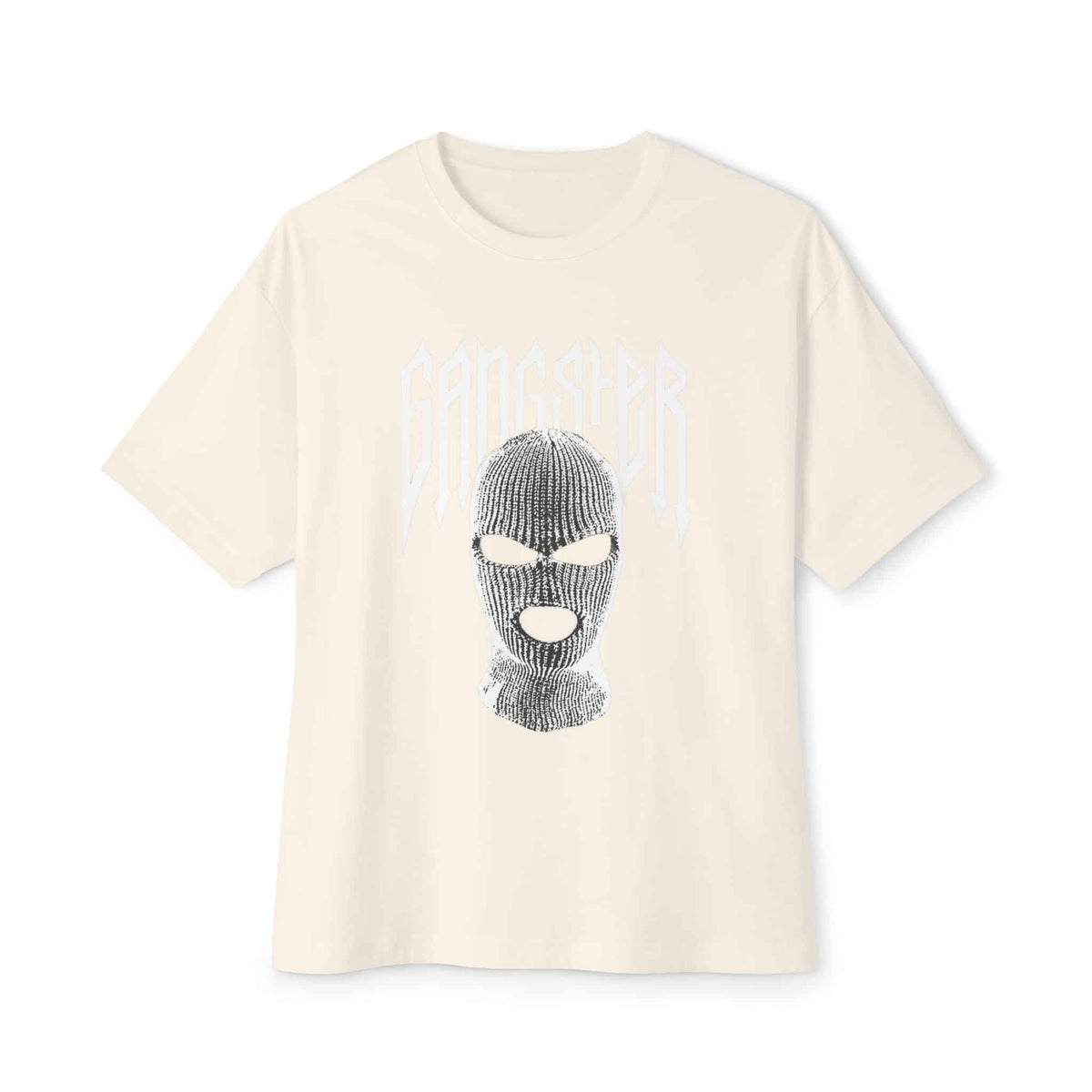 Gangster Mask Unisex Oversized Boxy Tee - Natural, M image