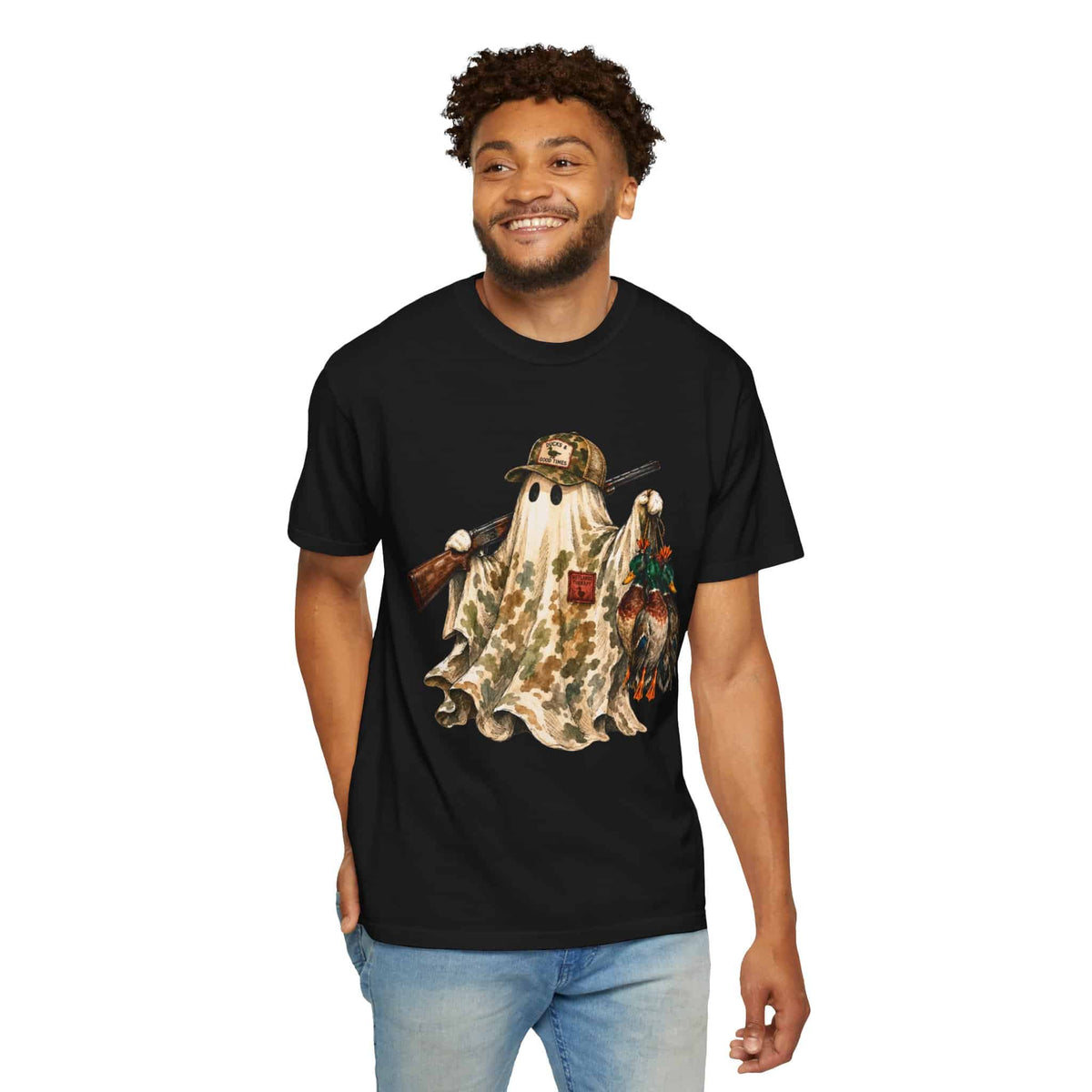 Hunting Season Spooky Camo Mallards Unisex Garment-Dyed T-shirt image 5