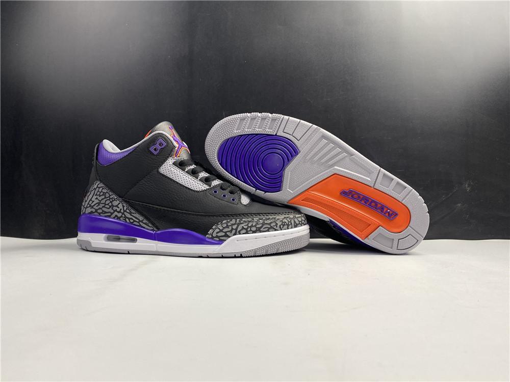 AJ 3 Retro Black Court Purple Shoes Sneakers - nk0000817 image 5