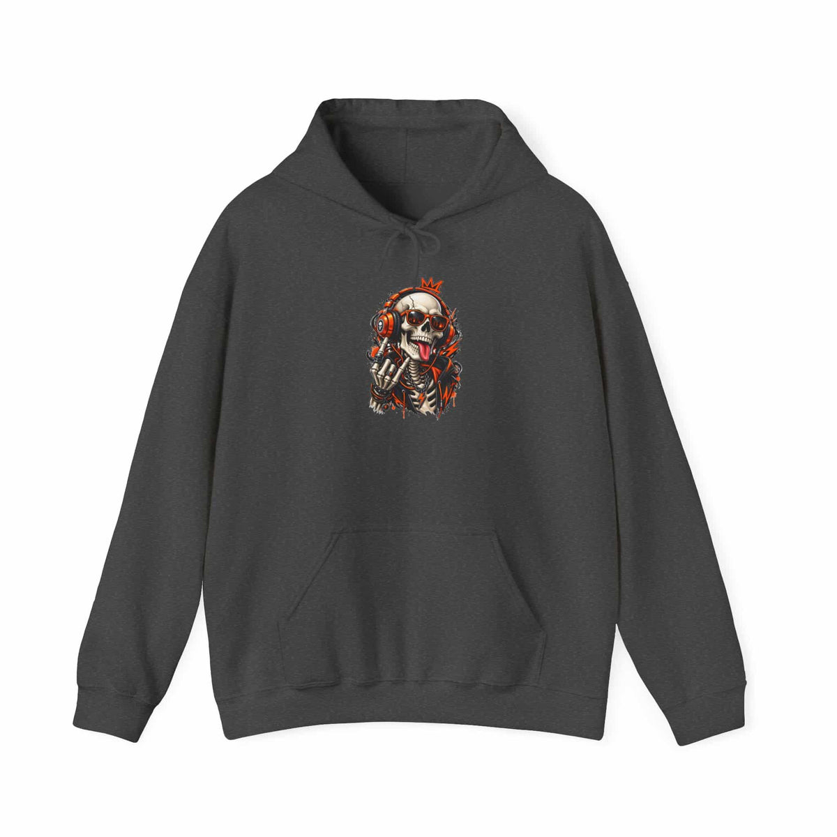 Neon Skull DJ Hooded Sweatshirt - 5XL, Dark Heather image