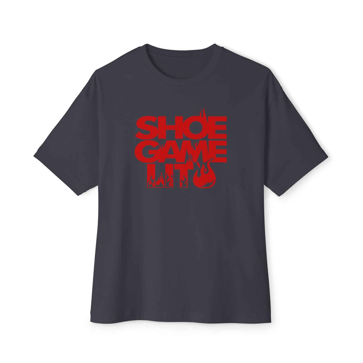 Graphic Print Unisex Oversized Boxy Tee - POD0040 - Dark Grey, XS image