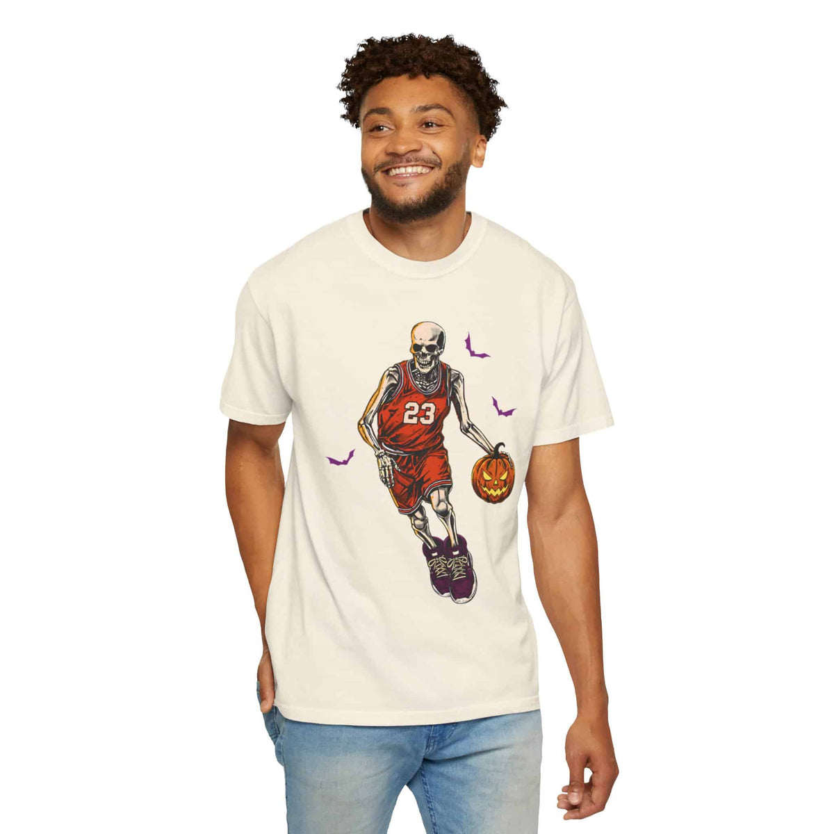 Halloween Basketball Unisex Garment-Dyed T-shirt image 17