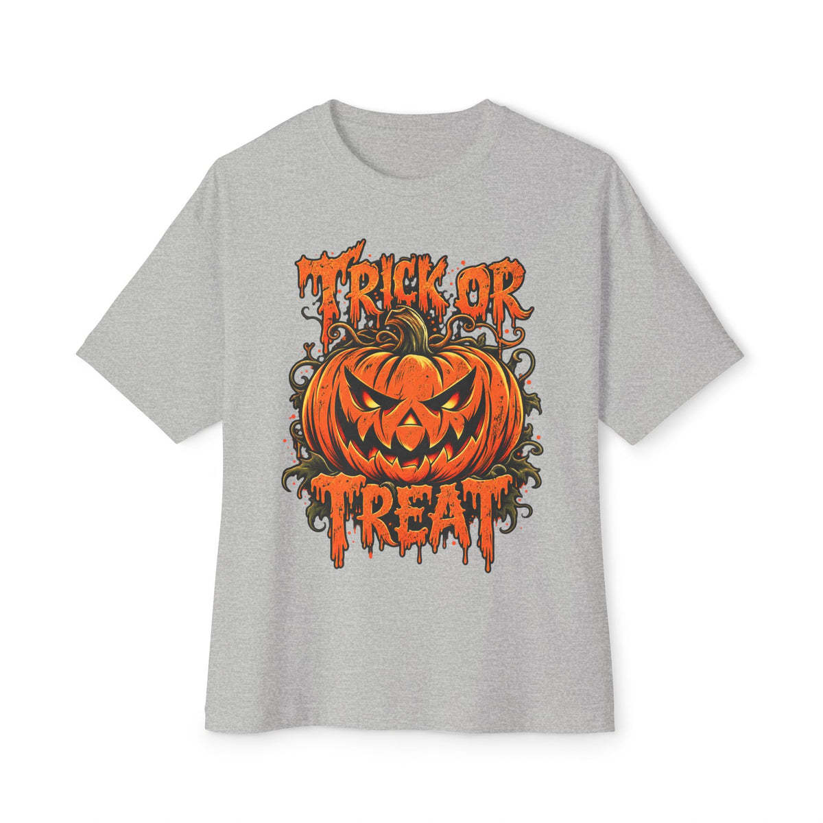 Trick or Treat Unisex Oversized Boxy Tee - Athletic Heather, M image