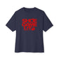 Graphic Print Unisex Oversized Boxy Tee - POD0040 - Navy, L image