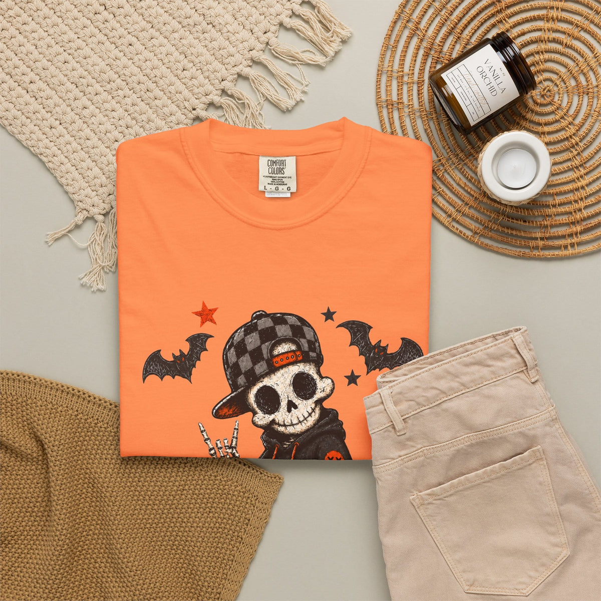 Boy Skeleton Halloween Unisex Garment-Dyed T-shirt image 10