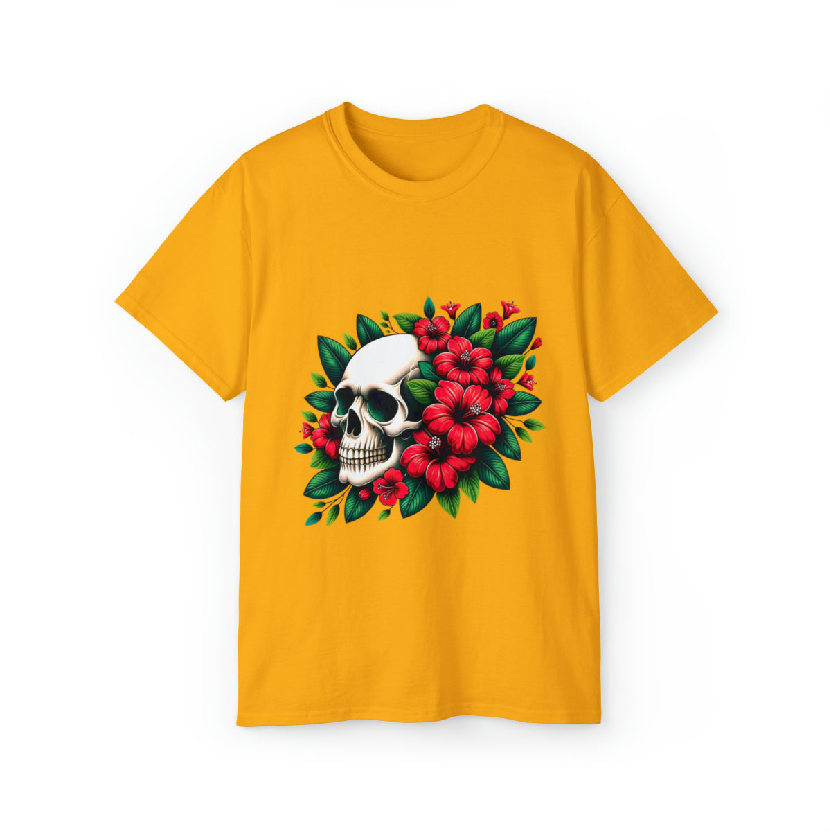Flower Skull T-Shirt - Gold, 2XL image