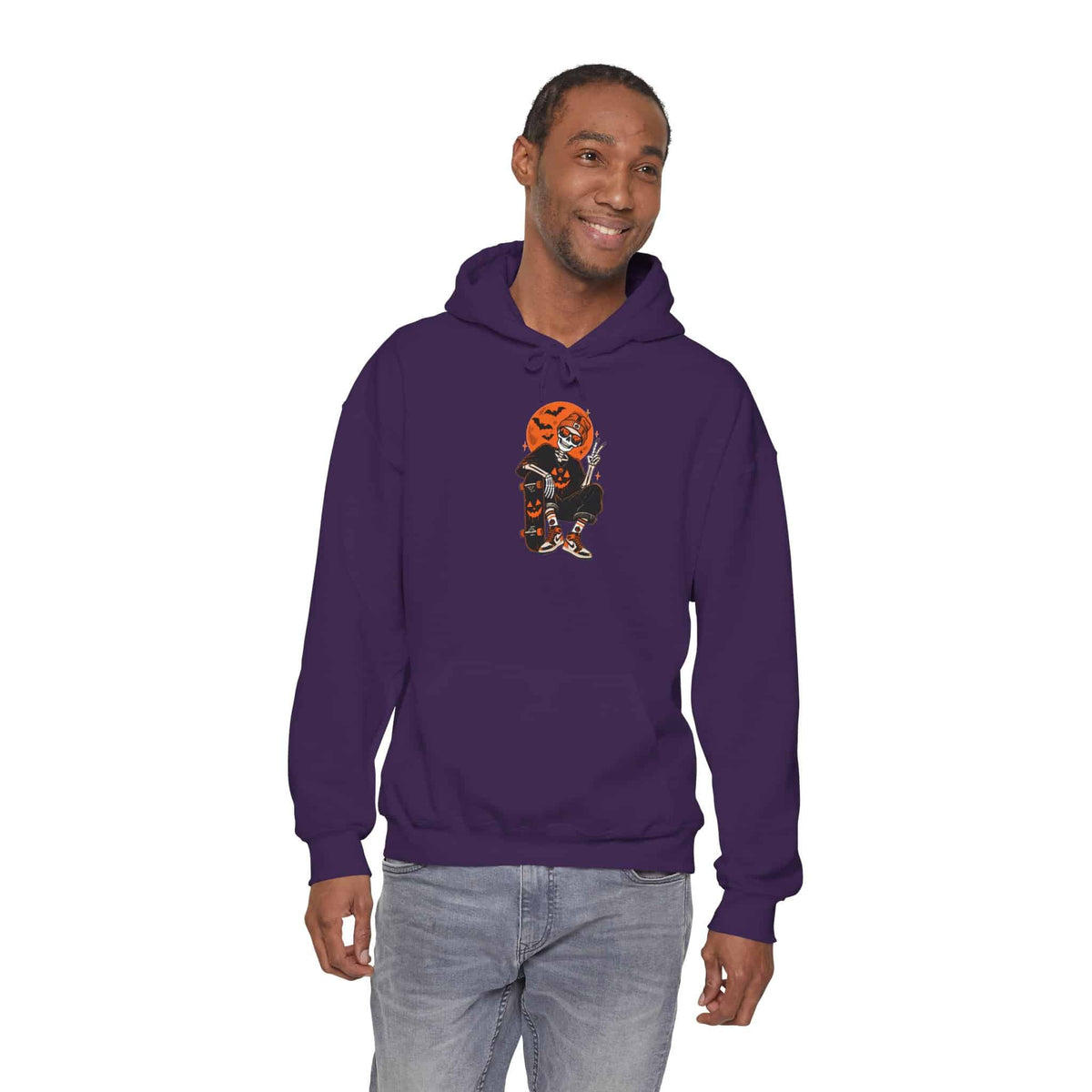 Retro Skater Skeleton Halloween Hooded Sweatshirt image 99