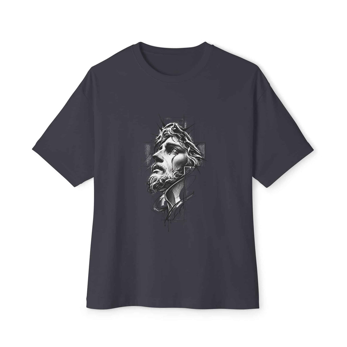 Crown of Faith 1 Unisex Oversized Boxy Tee - Dark Grey, XL image
