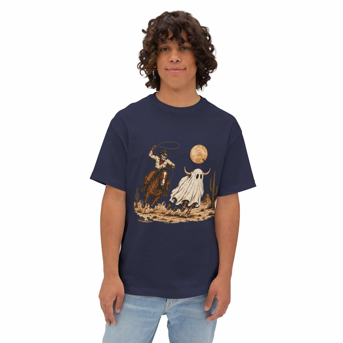 Halloween Cowboy Unisex Oversized Boxy Tee image 57