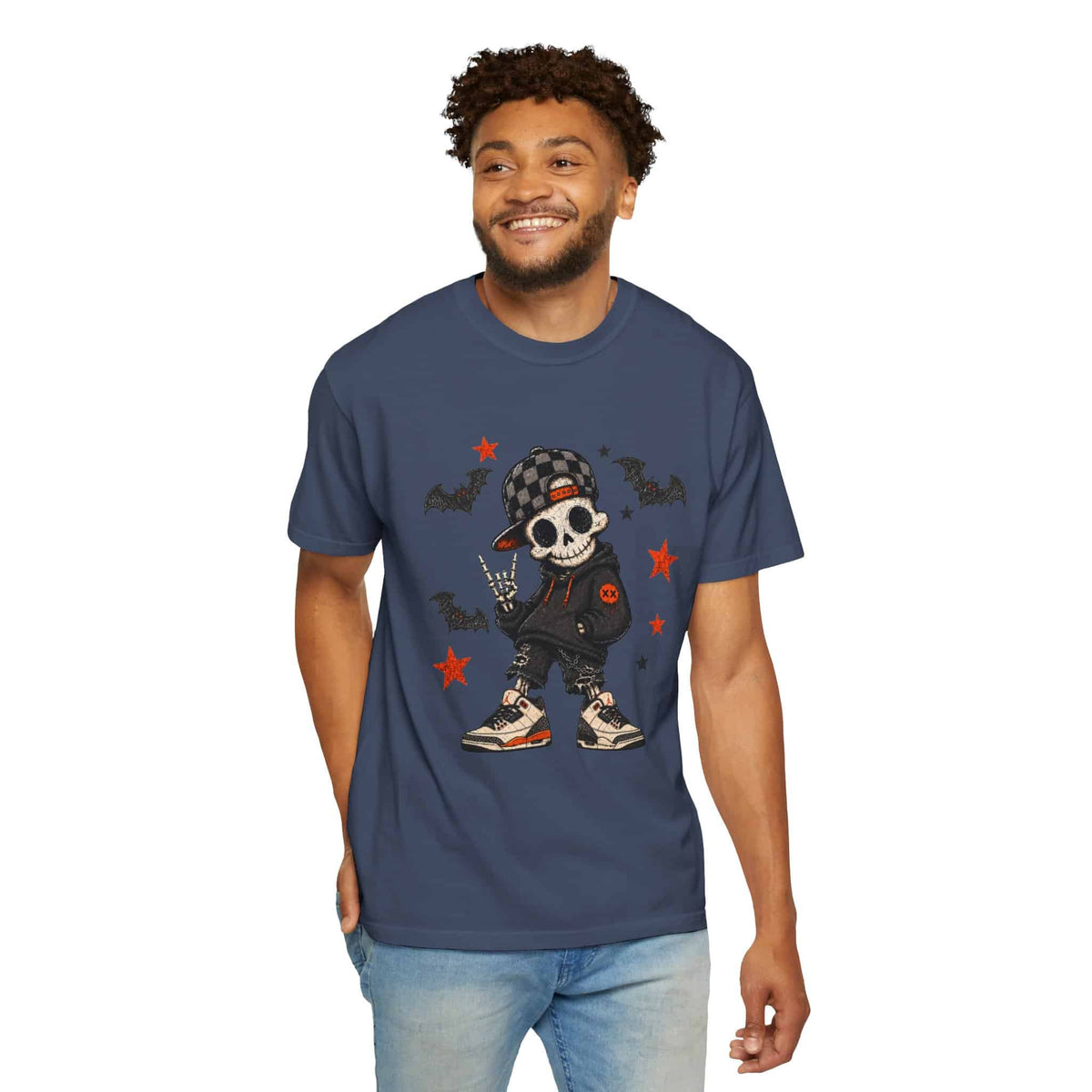 Boy Skeleton Halloween Unisex Garment-Dyed T-shirt image 75