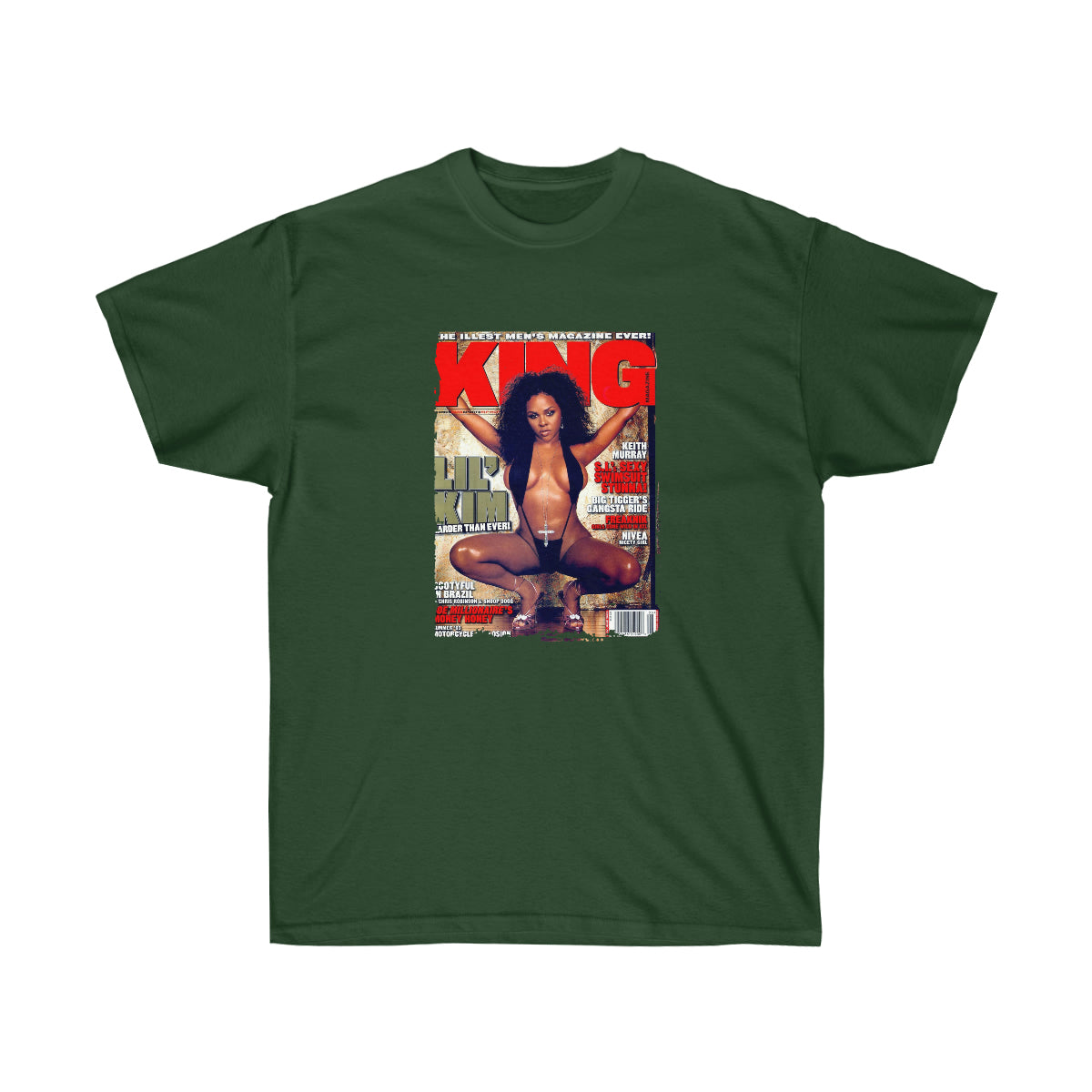 Rap Lil Kim on Magazine Men T-Shirt - Forest Green, XL image