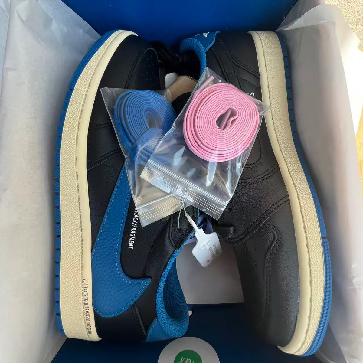 Fragment x Travis Scott x AJ 1 Low 3.0 "Black and White Blue" Shoes Sneakers – nk0005308 image 10