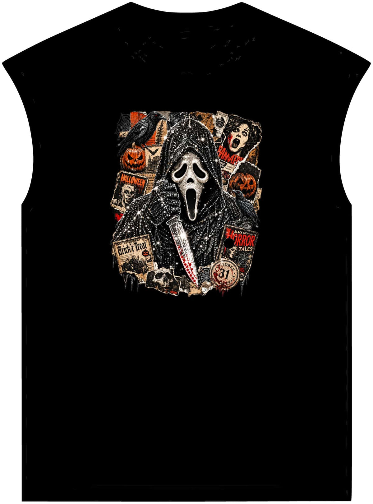 Halloween Horror Unisex Garment-Dyed Muscle Tee image