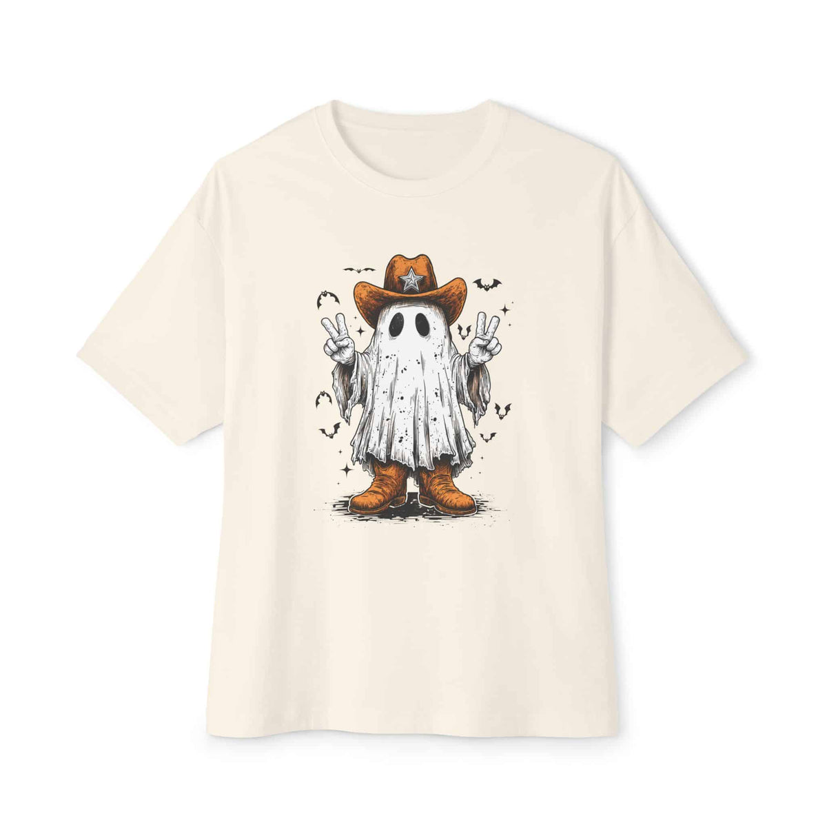 Howdy Ghost Unisex Oversized Boxy Tee - Natural, XL image