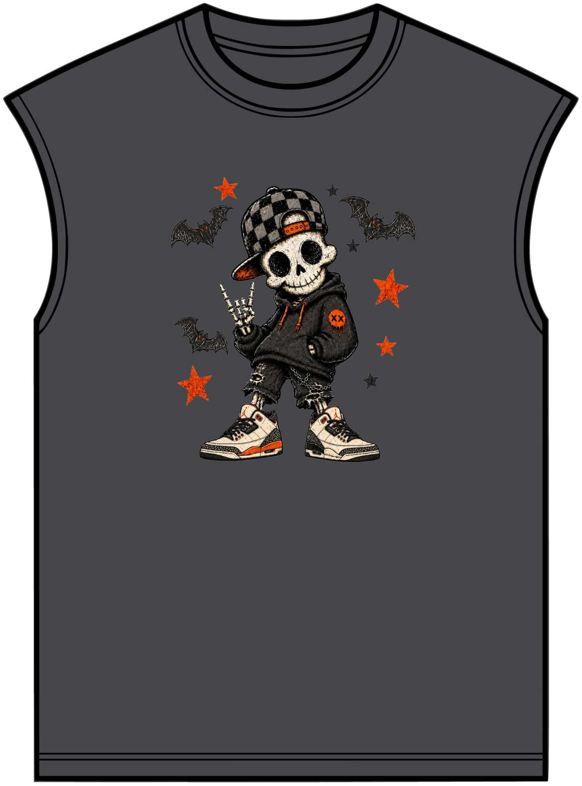 Boy Skeleton Halloween Unisex Garment-Dyed Muscle Tee image 12