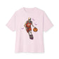Halloween Basketball Unisex Oversized Boxy Tee - Soft Pink, 2XL image