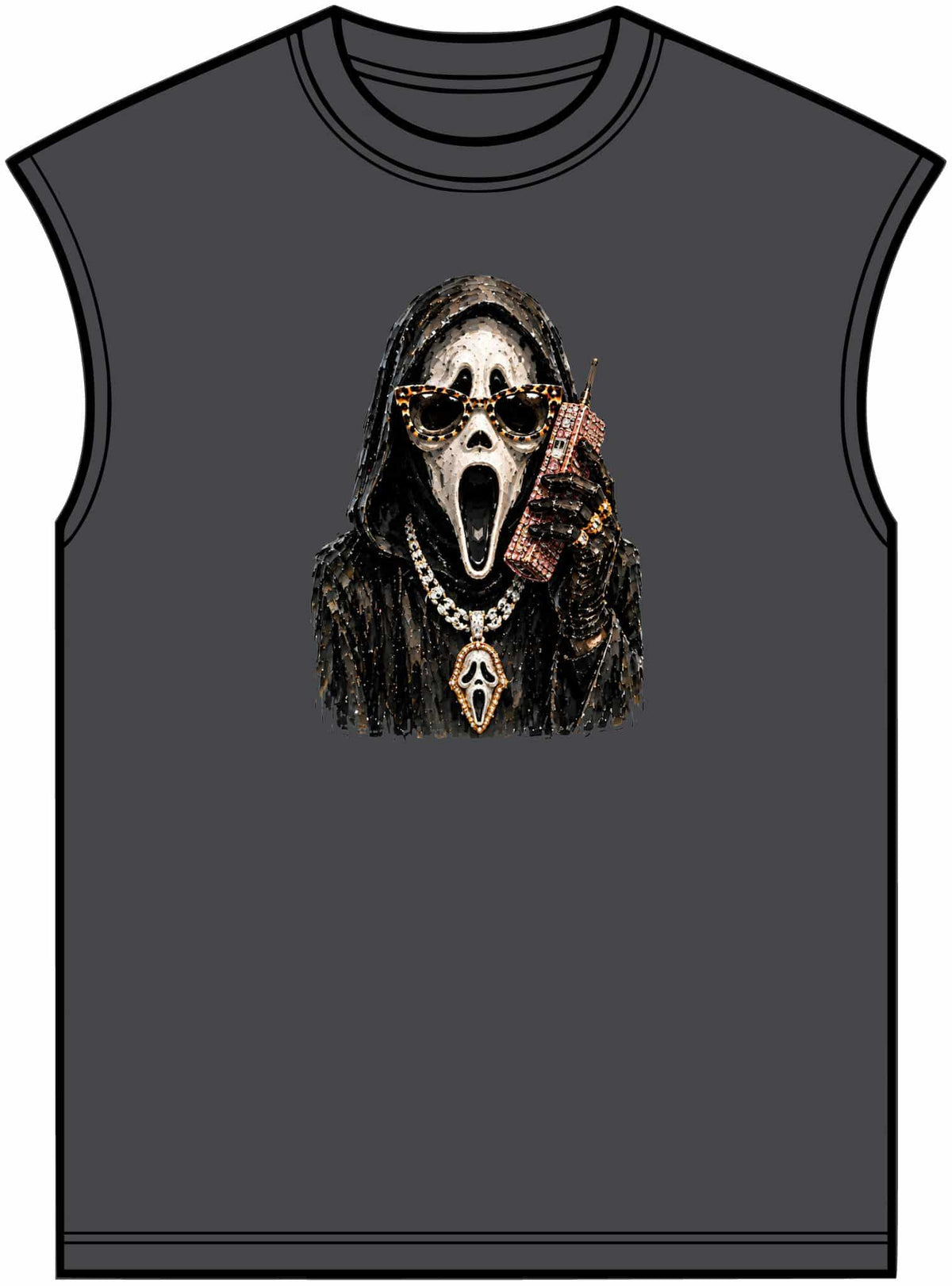 Halloween Ghostface Unisex Garment-Dyed Muscle Tee image 12