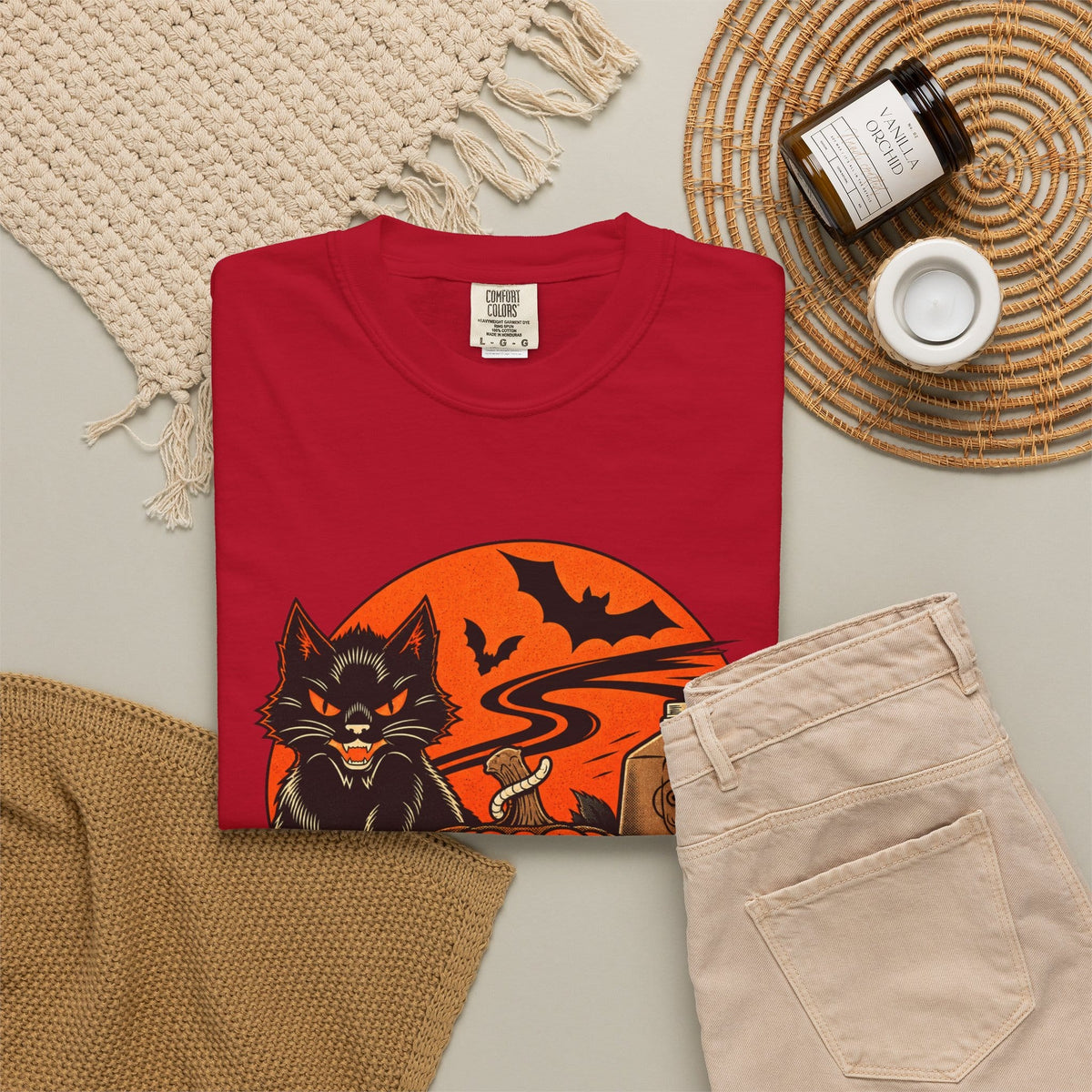 Midnight Cat Unisex Garment-Dyed T-shirt image 64