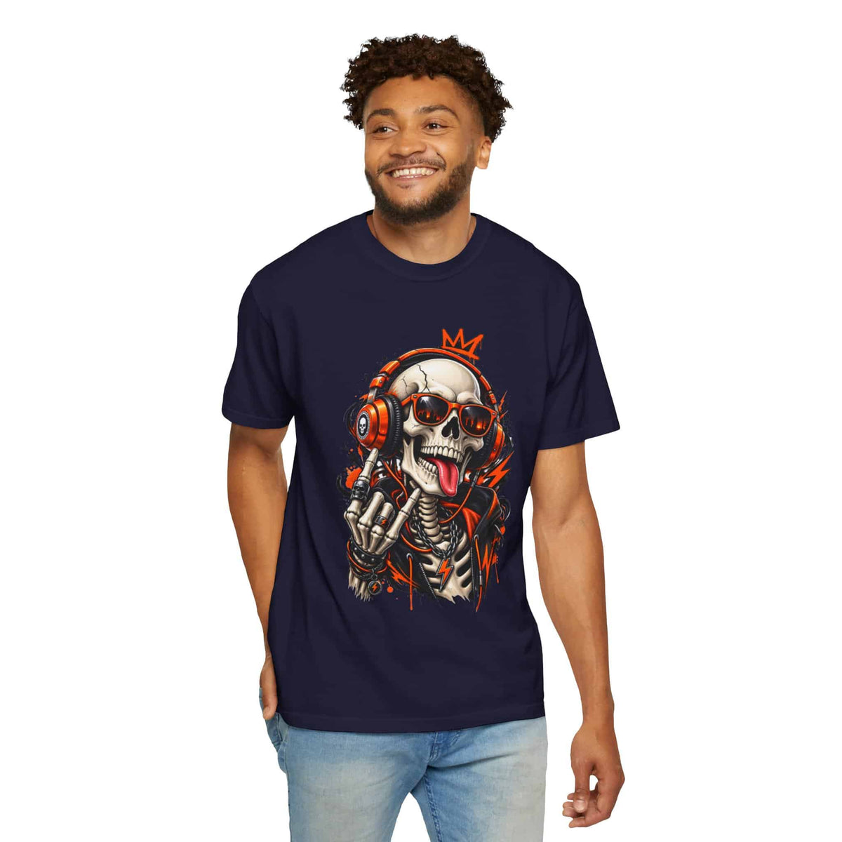 Neon Skull DJ Unisex Garment-Dyed T-shirt image 122